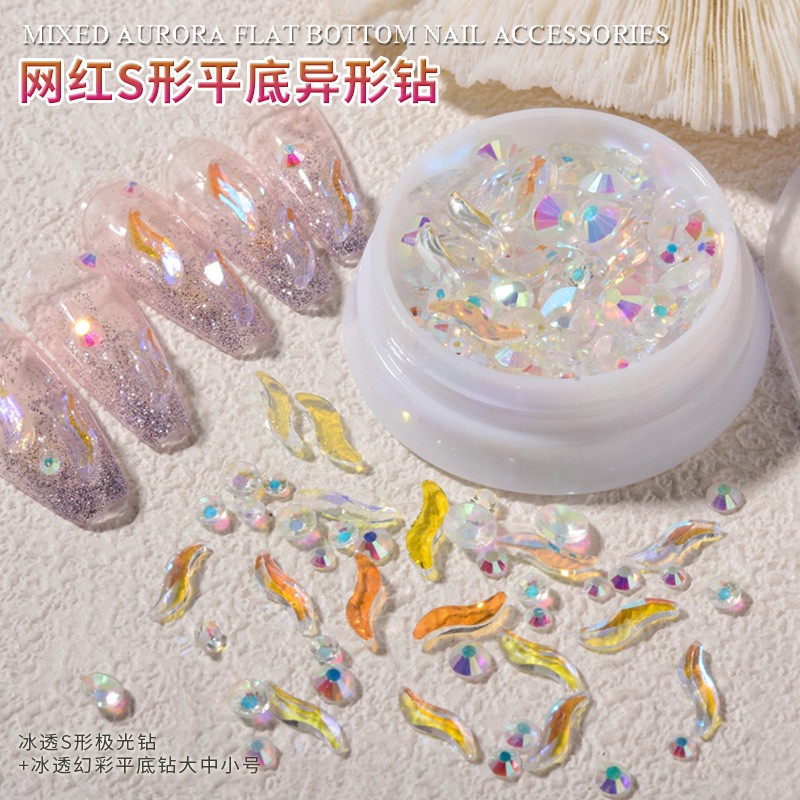 3pcs explosion-shaped flat bottom special shaped rhinestones aurora symphony glass rhinestones broken diamond size