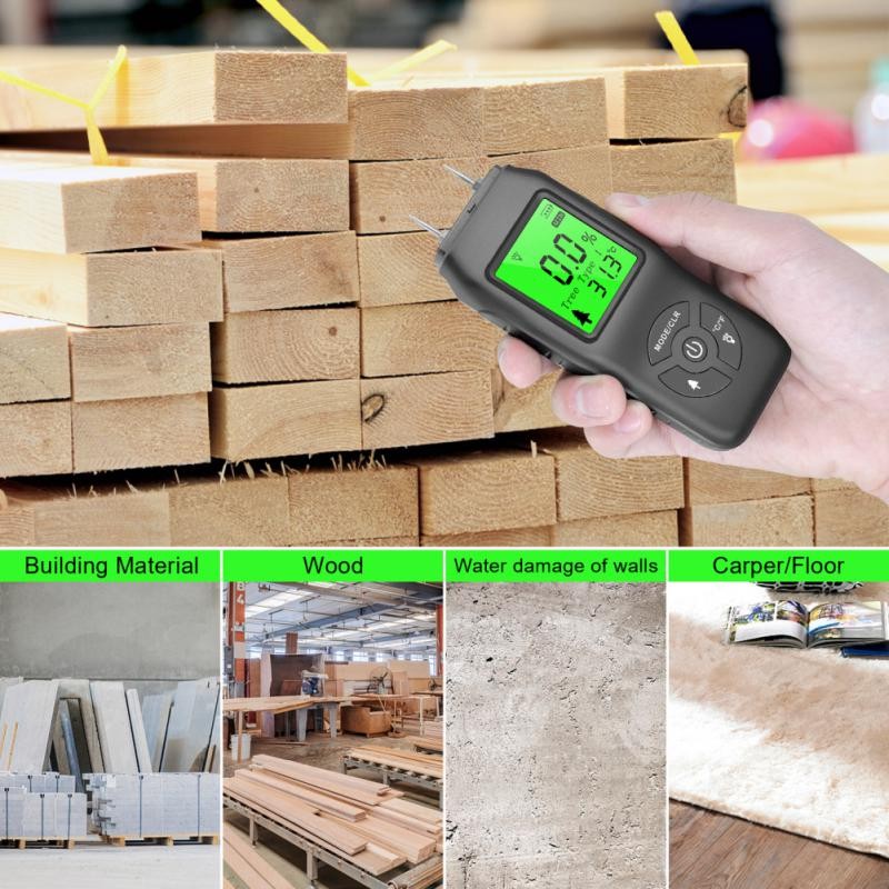 Professional Two Pins Digital Wood Moisture Meter 2-70% Leaf Timber Moisture Portable Tool LCD Display Timber Moisture Detector