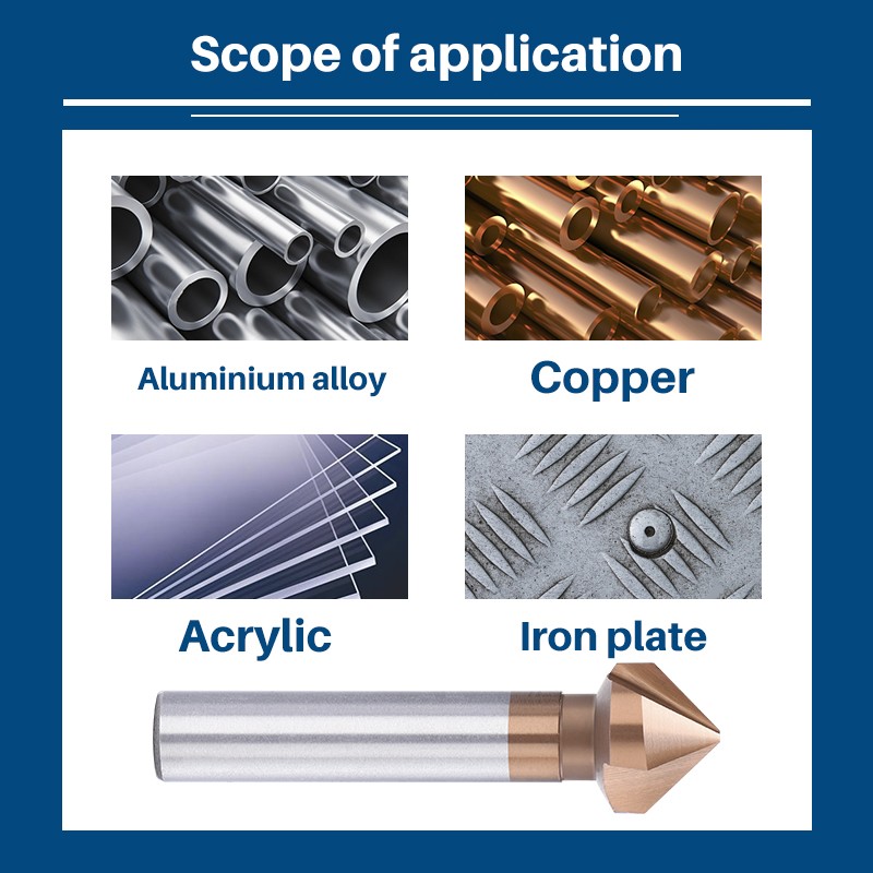 XCAN 3 Flute Chamfer Cutter 90 Degees 4.5-50mm HSS 6542 Drill Bit Drill Bit Wood Metal Hole Drill Tool Metal Cutter