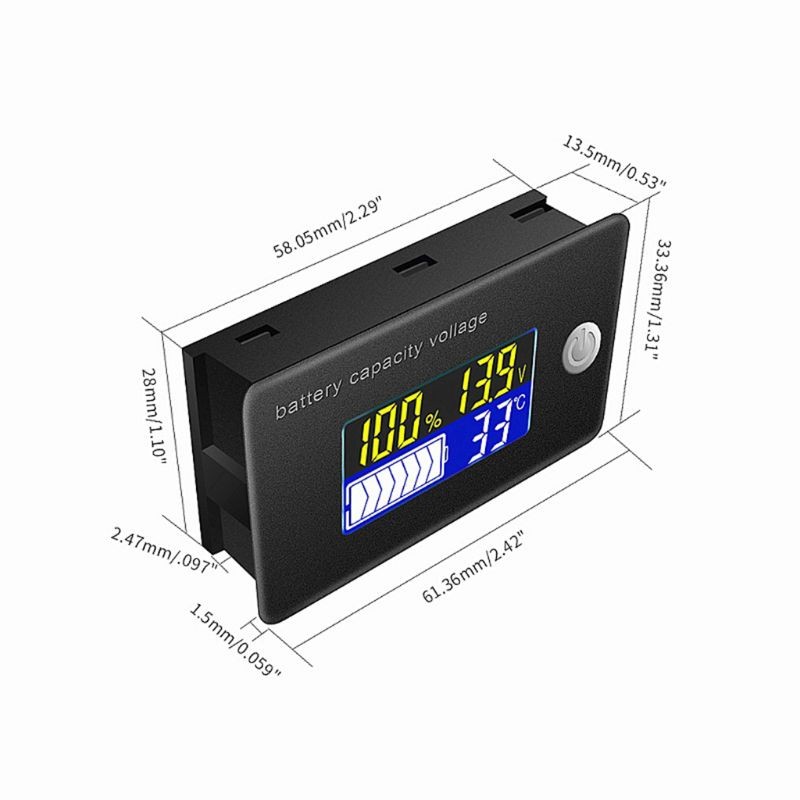 Battery Capacity Indicator 12V 24V 36V 48V 60V 72V 10-100V Li-ion Lead Acid Battery Tester With LCD Temperature Voltmeter