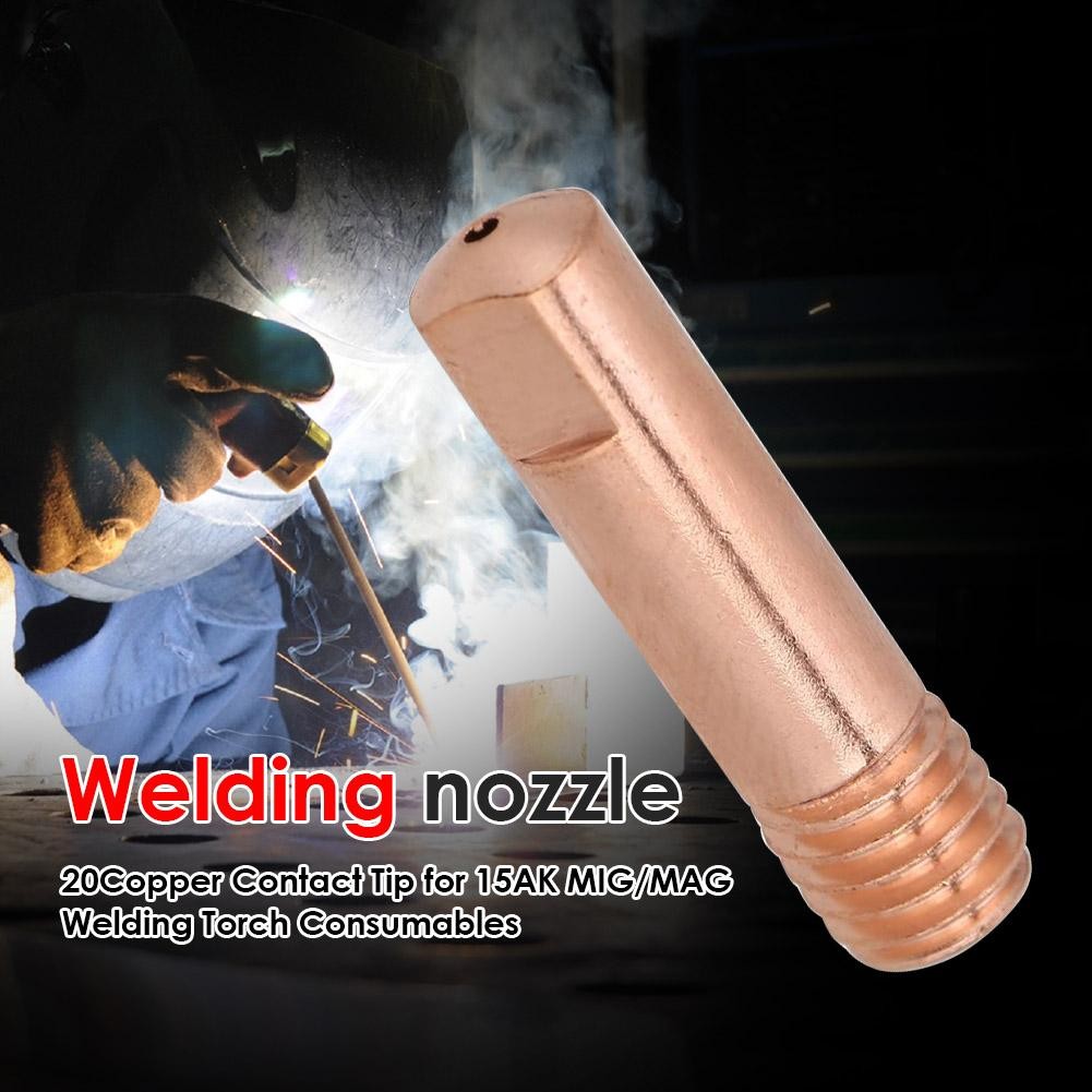 20pcs/set Welding Torch Nozzle Pipe Welding Machine Welding 0.8/1.0/1.2mm Nozzle Contact Tip for MIG Mag Welding Torch Nozzle Gas Diffuser