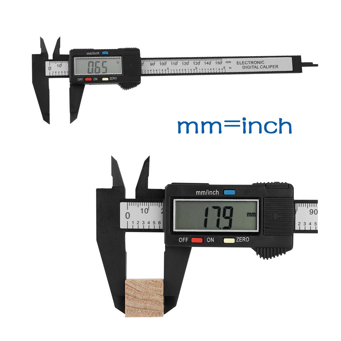 Electronic digital caliper digital caliper plastic fiber body with 0-6 inch/mm large LCD display vernier caliper