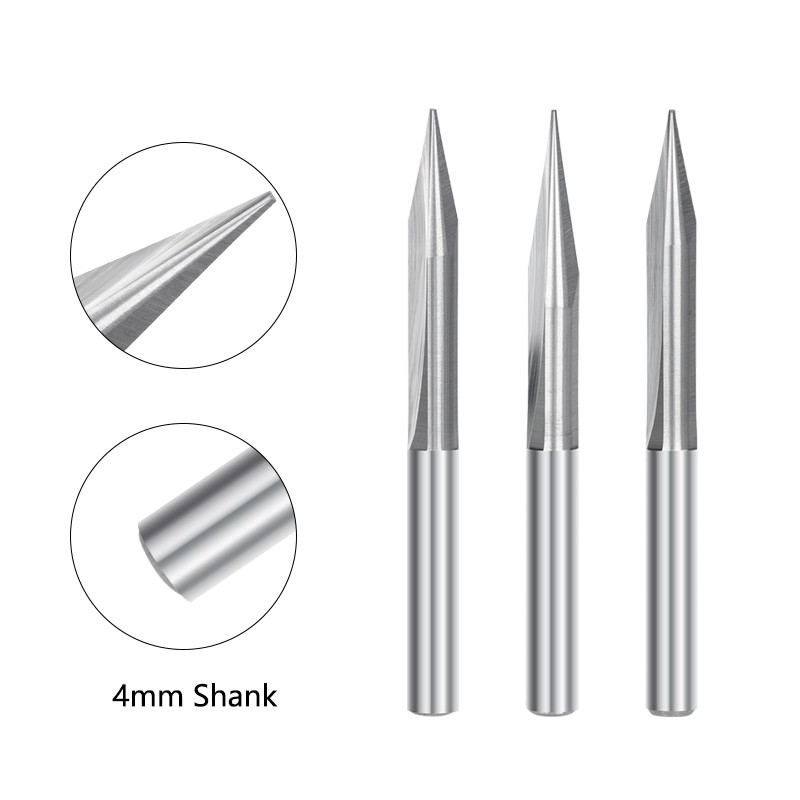 XCAN End Mill 4pcs 4mm Shank 2 Flutes Straight Volt Bit 15 20 25 30 Degreas Carbide Milling CNC Wood Cutter Tool Engraving Bits