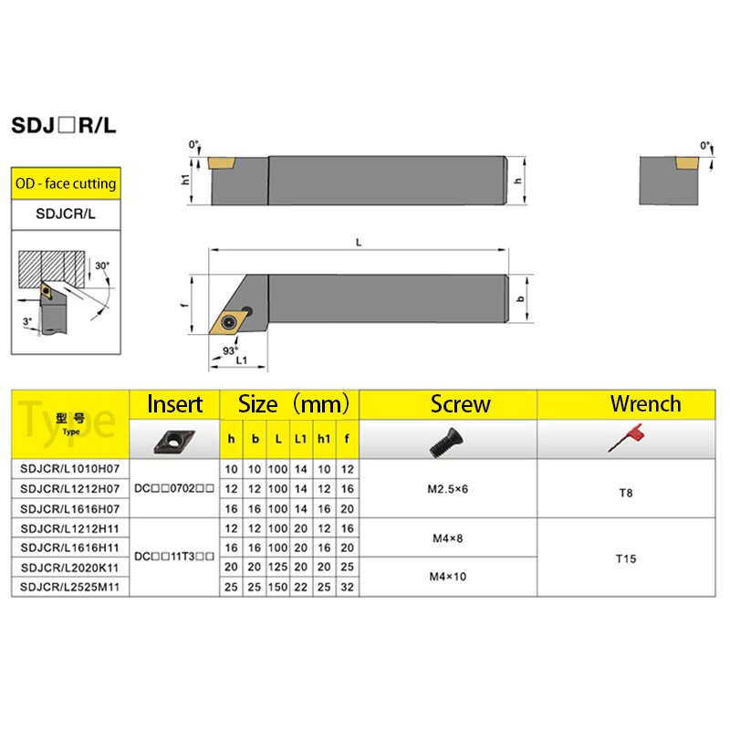 Kakarot External Turning Tool SDJCR/L SDJCR1212H11 sdjcl12h11 SDJCR16 Tool Holder DCMT11 Carbide Insert Lathe Cutting Tool Set