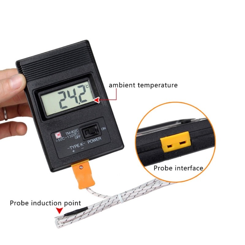 Temperature Meter K Type LCD Digital Thermometer with Thermocouple Probe -50 -1300 Degree