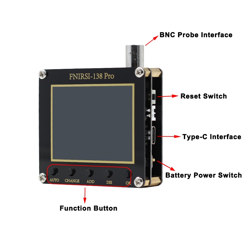 FNIRSI-138 Pro Handheld Digital Oscilloscope 2.5MSa/s 200KHz Analog Bandwidth Support Auto, 80Khz PWM and Firmware Update