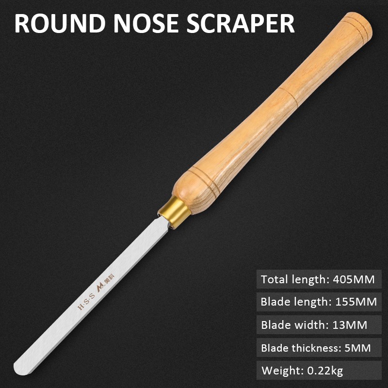 Woodworking Lathe Chisel High Speed ​​Steel Deflection Spindle Round Nose Gouge Wood Turning Tools With HSS Blade Solid Wood Handles