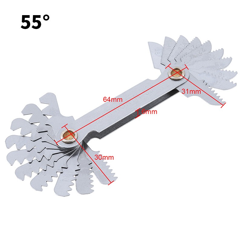 Screw Pitch Gauges 55/60 Degree Metric Inch Thread Plug Gauge Gear Gauge Teeth Carbon Steel Center Gauge 20 Blades