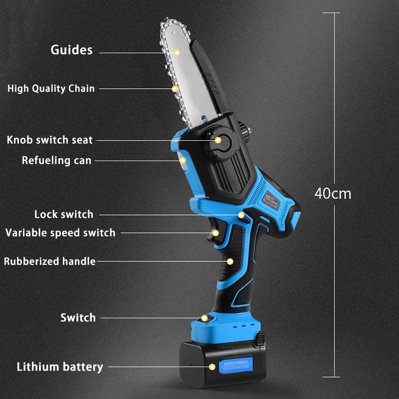 16.8V/2A 8 inch electric chainsaw portable electric pruning saw woodworking electric saw garden logging small lithium battery