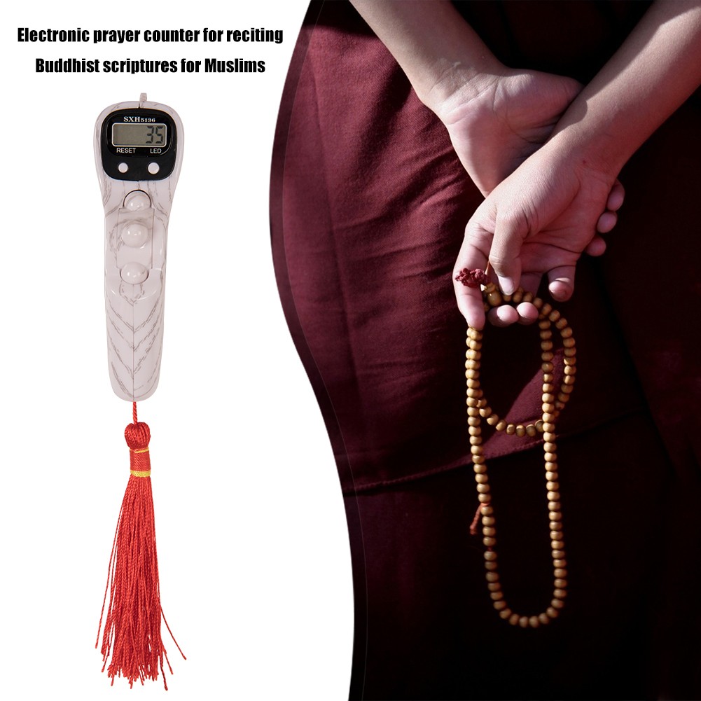 LCD Digital Letter Rosary Beads Record Counter Tassel Finger Game Game Portable Handheld Tassel for Meditation Muslim Prayer