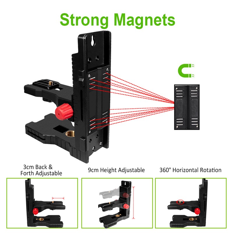 Clopiona Strong Magnet Adjustable Laser Level Bracket L-Bracket Wall Mount Leveling Support Hanger For Universal Use