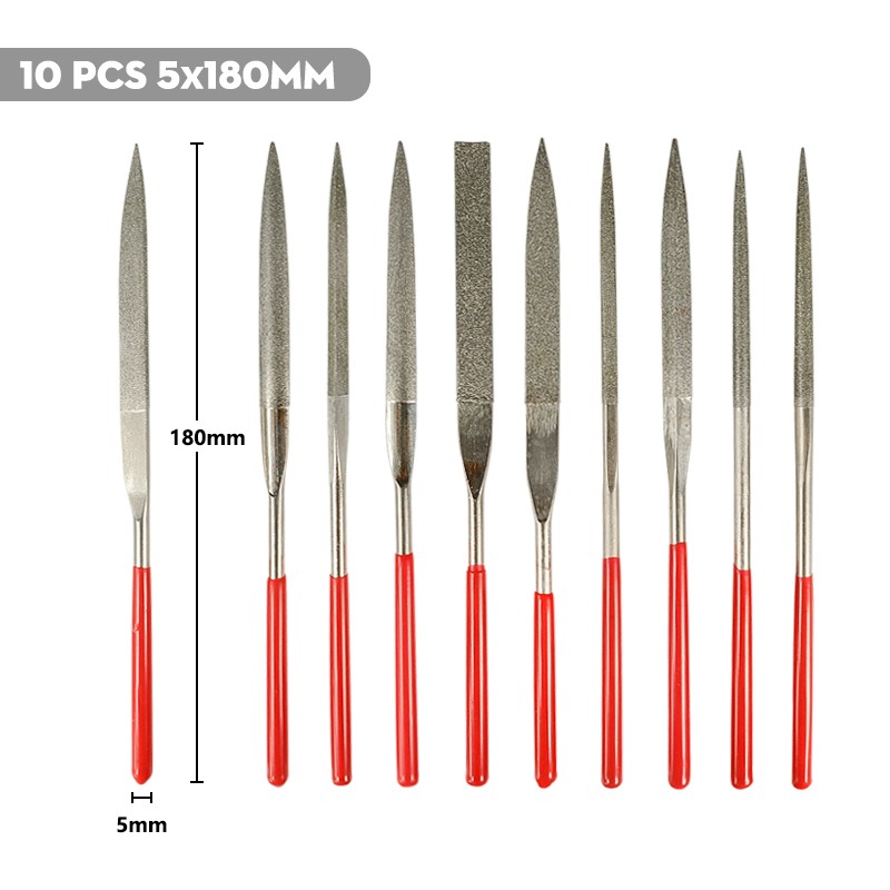 XCAN - Diamond File Set, 3 x 140mm 5 x 180mm, Small Needle for Stone, Glass, Metal, Hand Tools