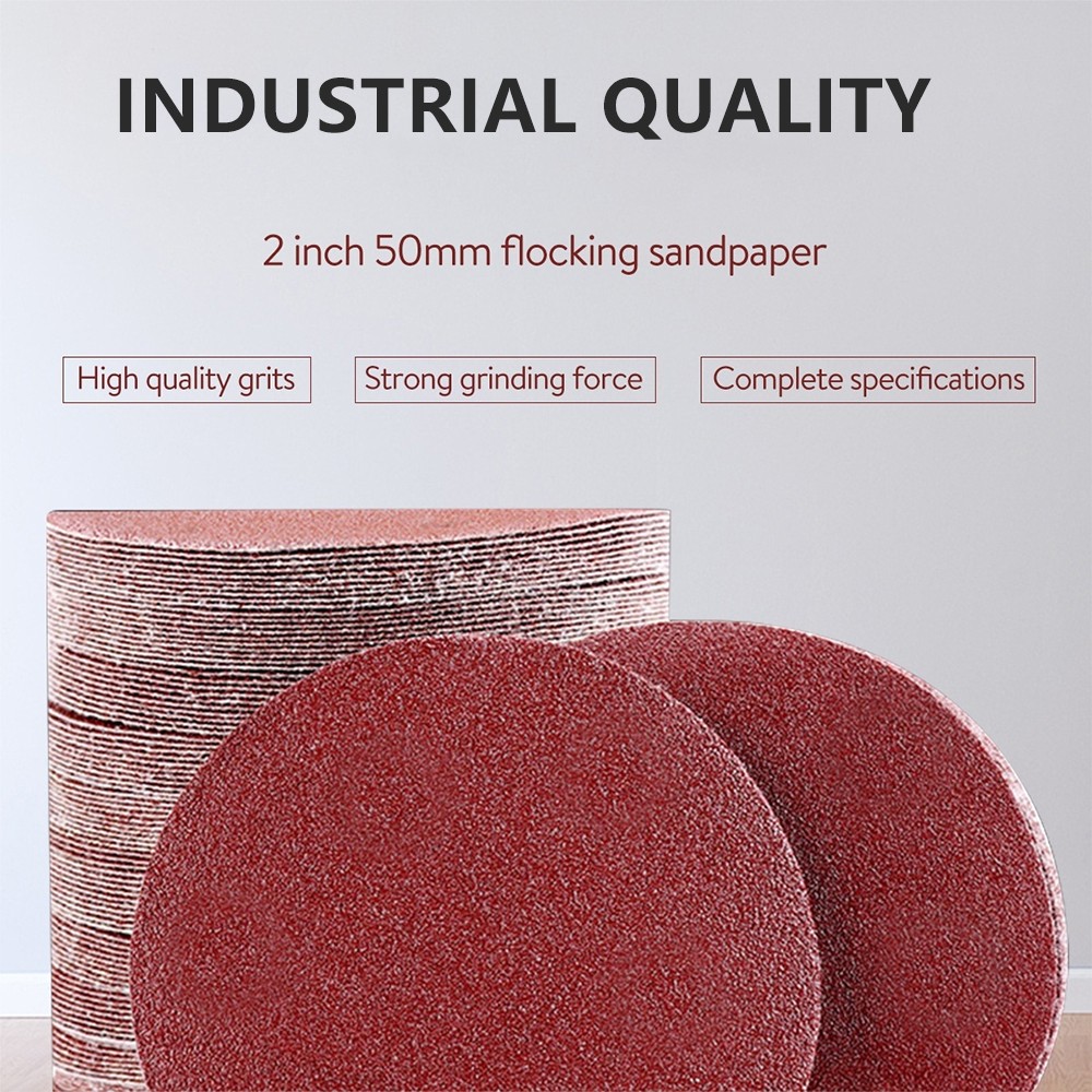 100pcs 50mm 2In Round Sanding Discs Sand Sheets 80-3000 Grit Hook and Loop Sanding Disc Polishing Flocking Sandpaper for Wood