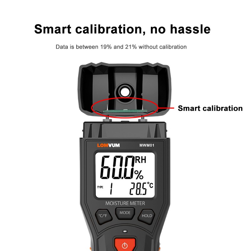 Digital Wood Moisture Meter 2 Pins Different Materials Humidity Tester 0-60% Humidity Detector Backlit Screen Wall Hygrometer