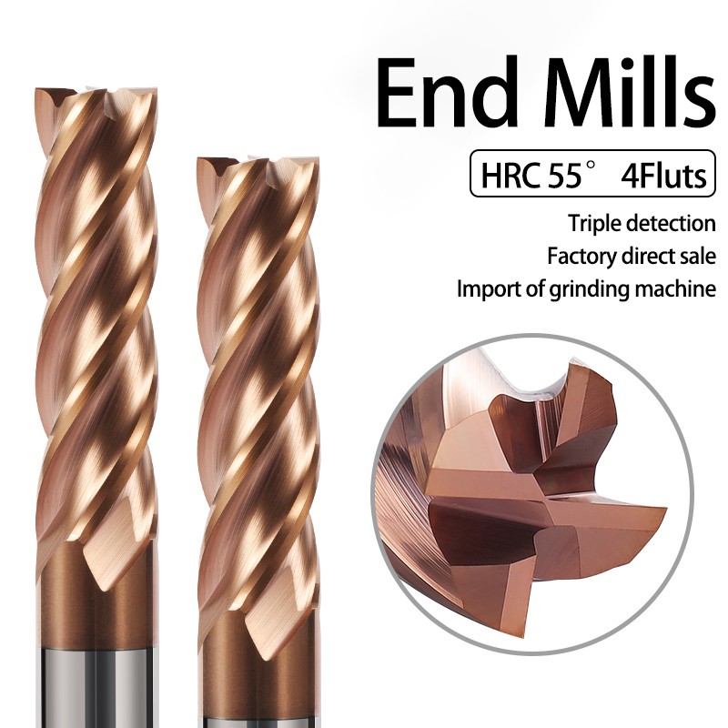 HRC55 كربيد نهاية مطحنة 1 2 4 5 6 8 10 12 مللي متر 4Flutes قاطعة المطحنة قطع الحديد القاطع CNC ماتشينج CNC EndMill قاطعة المطحنة