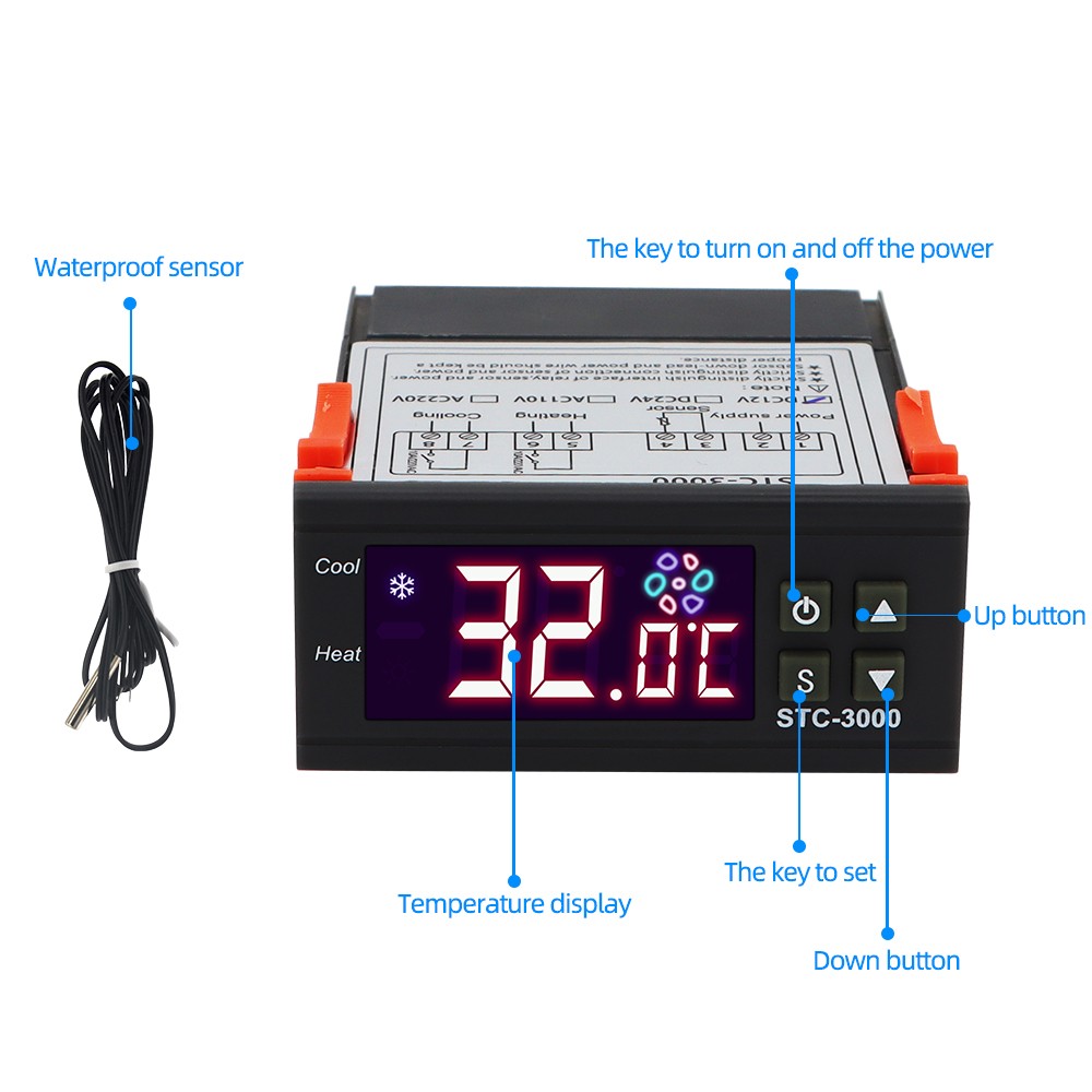 STC-3000 digital temperature controller thermostat thermostat temperature sensor relay heating cooling incubator 40% off