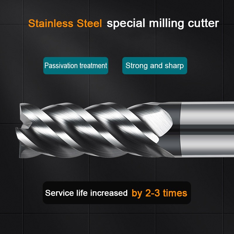 Carbide Milling Cutter 4 Flute Harden Tungsten Alloy Steel Face End Mill Lengthening 16mm 150mm Computer Tools Stainless Special HRC 65