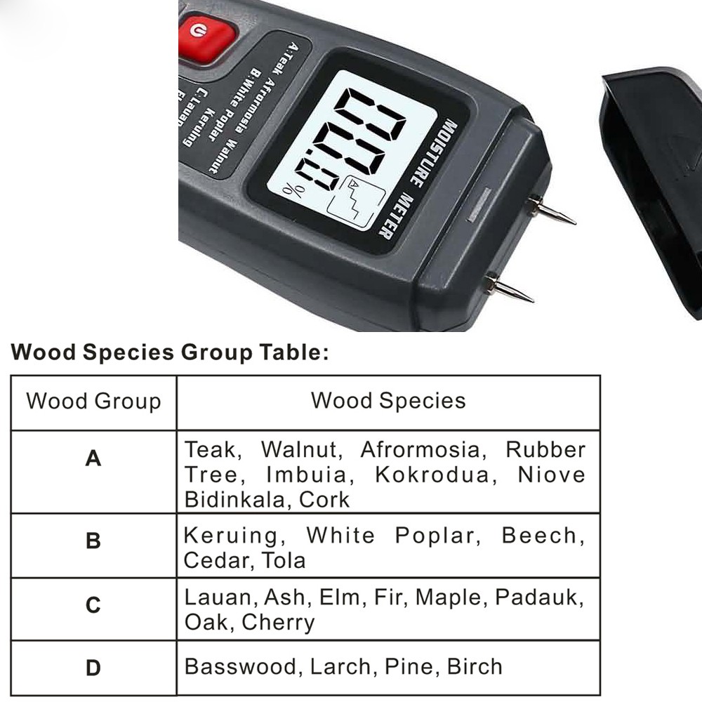 R&D MT10 Wood Hygrometer Hygrometer Timber Humidity Detector Tree Digital Density Tester Gray EMT01 Wood Humidity Tester