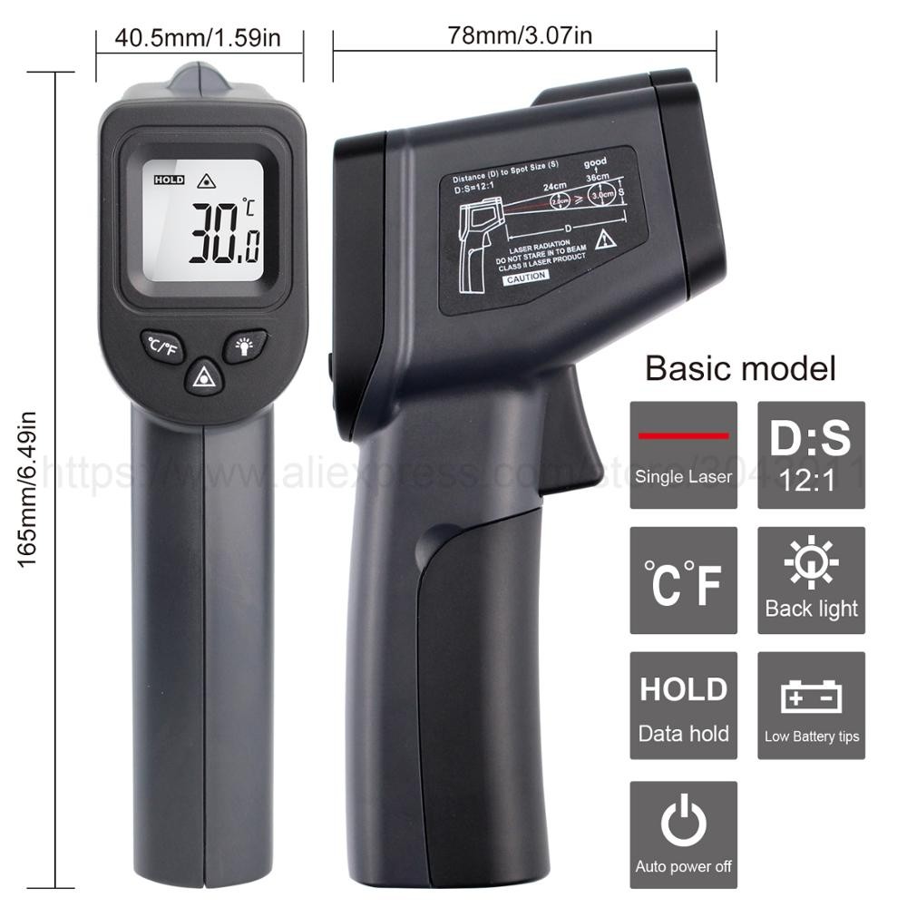 Temperature Gun, Infrared Gun Temperature Measurement Single and Dual Laser Touchless Thermometer 380/550/750/1100/1300/1600 Celsius