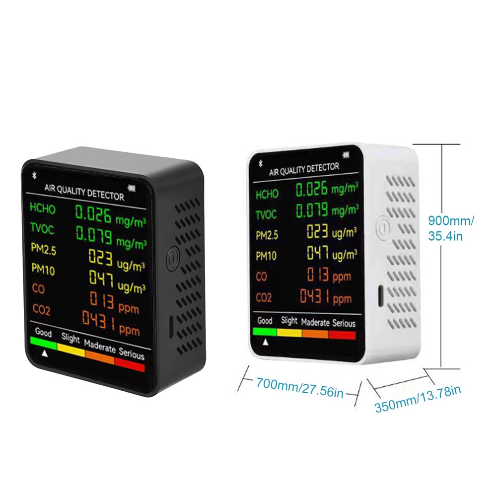 6 in 1 PM2.5 PM10 HCHO TVOC CO CO2 Air Quality Detector CO CO2 Formaldehyde Monitor Home Office Hotel Desktop Air Water Quality Tester