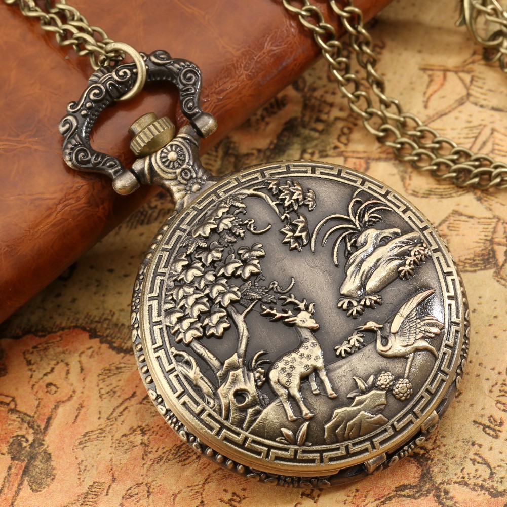 Men's Hollow Out Retro Quartz Chain Pocket Watch Personality Wildlife Style Valentine's Day Valentine's Day Gift