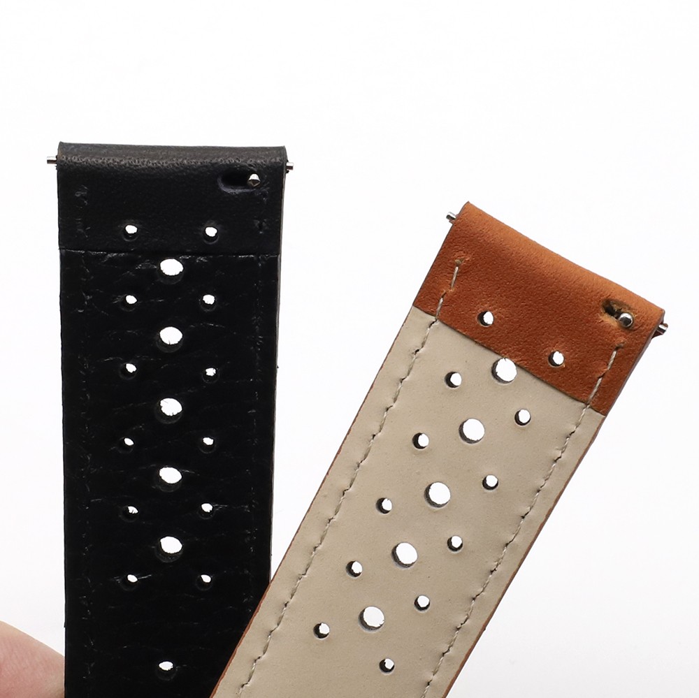 Handmade watch strap 18mm 19mm 20mm 22mm leather strap black brown blue breathable porous watches #C