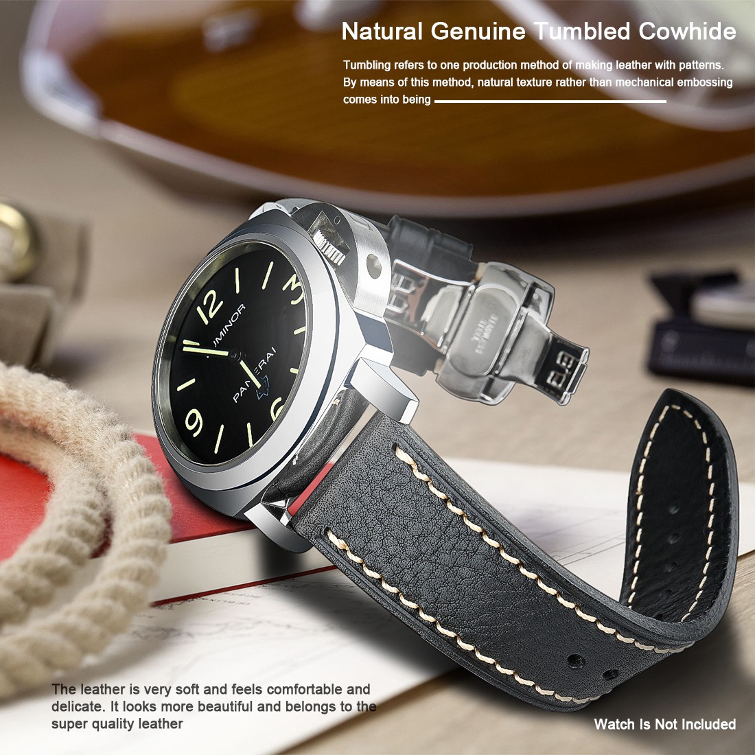 Top Quality Leather Watchband Brown Real Italian Calfskin Watch Band 18-26mm With Solid Automatic Butterfly Buckle Watch Straps