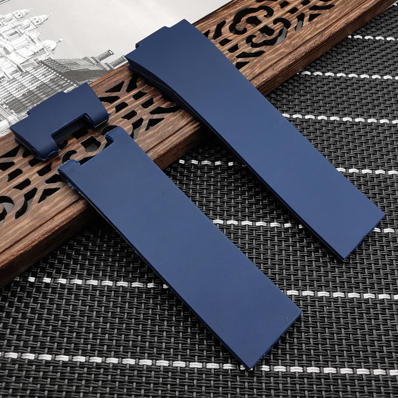 Silicone Rubber Watch Strap, High Quality, Water Resistant, 25 x 12mm, Black, Brown, Blue for Nardin