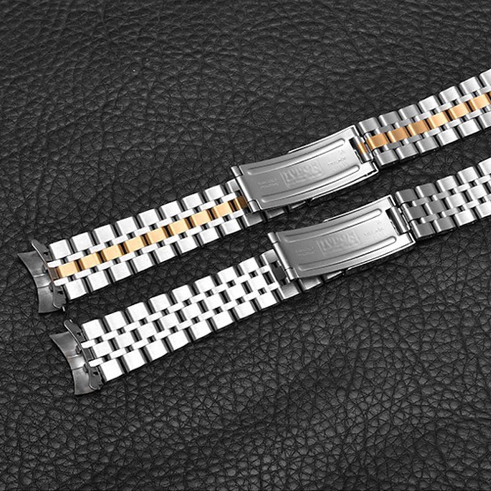 Metal Solid Stainless Steel Strap For Tudor Princes 19mm Folding Buckle Bracelet Replacement Men Women Curved End Watchband