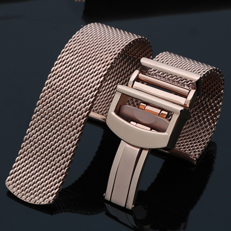 Watch Accessories Folding Clasp 20mm 22mm Milanese Stainless Steel Mesh Watch Band Best For IWC Portofino Family Chain Strap