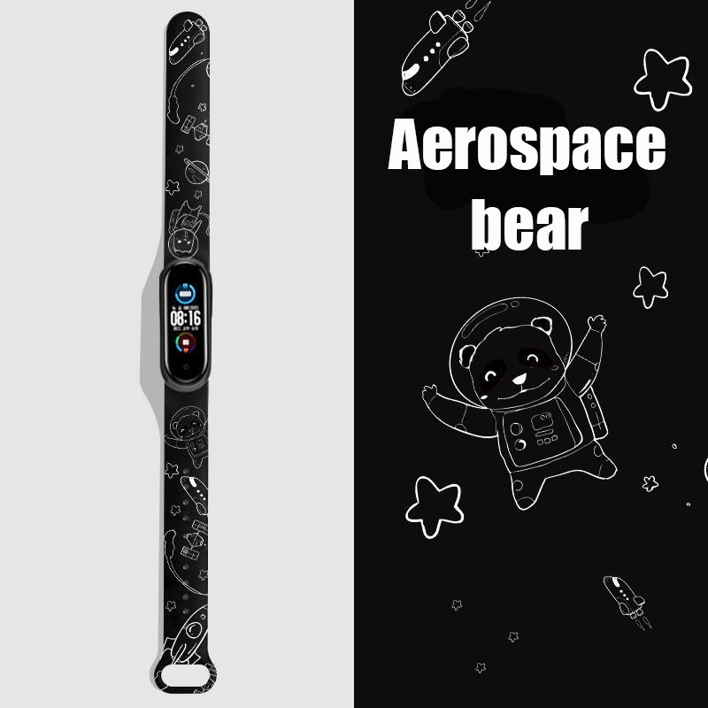 Suitable for Mi band 4/5/6 wristband 3 nfc version strap cartoon cute Akita astronaut printing silicone sports watch wristband