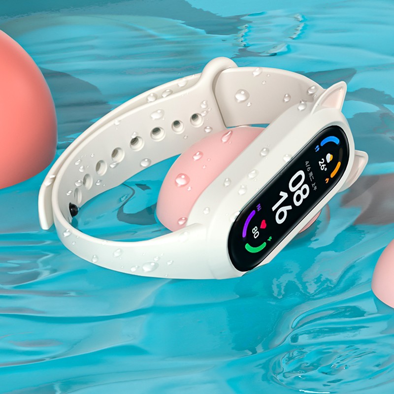 القط الأذن حزام ل شاومي MiBand 3 4 5 6 المعصم حزام بولي TPU استبدال ل شاومي الفرقة 4 5 سيليكون معصمه سوار Mi الفرقة 6 5