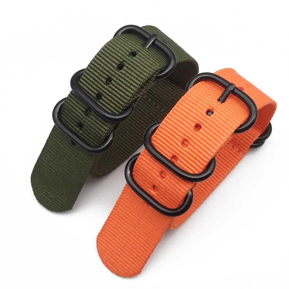 NATO Nylon Strap 20 22 24mm Bracelet Solid Military NATO Fabric Nylon Watch Strap Woven Zulu Straps Bands Belt Buckle Black