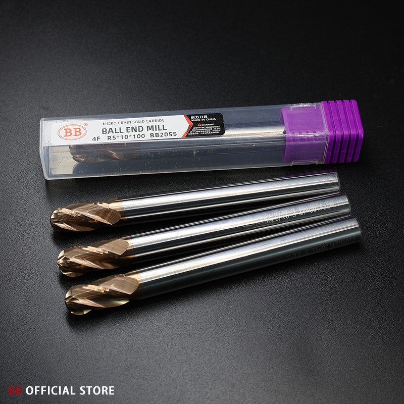 BB 4 End Milling Section 3 Teeth Solid Carbide CNC Finishing Machining R0.5-R10 Metal Cutting Tool