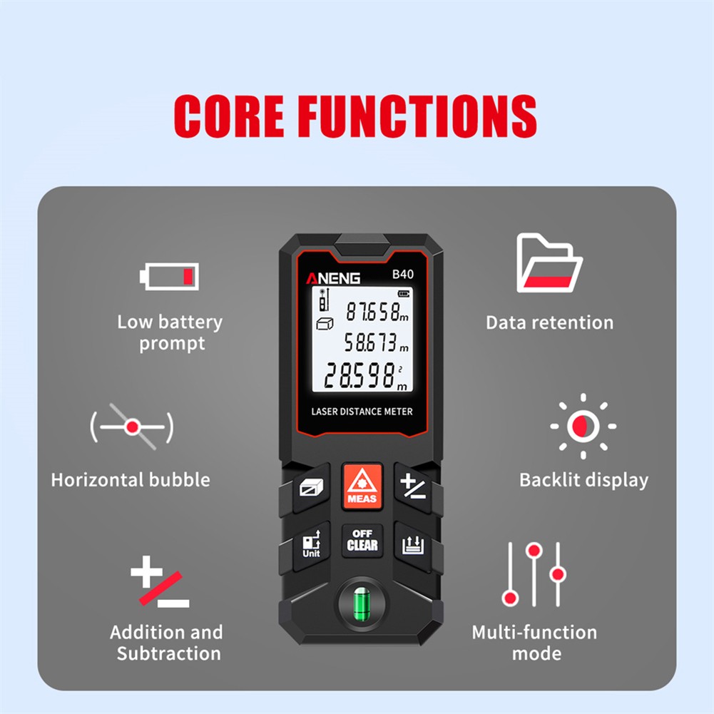 ANENG Laser Distance Meter Electronic Roulette Laser Tape Digital Rangefinder Trina Metro Laser Range Finder Measuring Tape