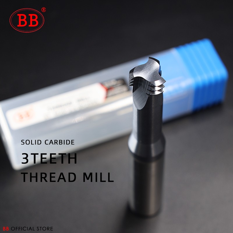 BB Thread Mill Coated Solid Carbide 3 Teeth Mini ISO UNC UNF Pitch CNC Internal Machining Cutter Tool M3 M4 M5 M6 M8 Tap