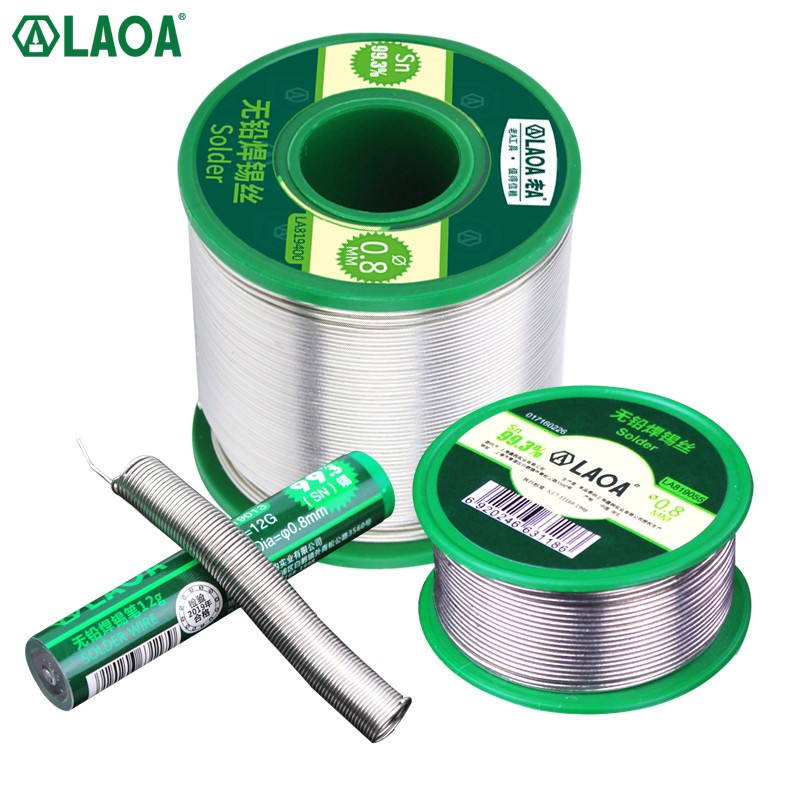 LAOA Active Lead-Free Soldering Wire 0.8mm for Electric Soldering Iron Welding Belt Rosin Core Tin 99.3% Contained High Purity Tin