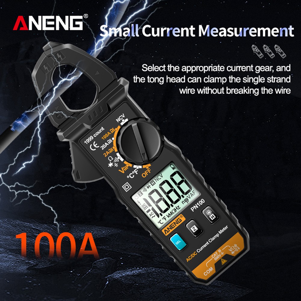 ANENG PN100 Clamp Meter 1mA Precision Small Digital AC/DC Decoder Multicurrent Resistance Frequency Tester Meter