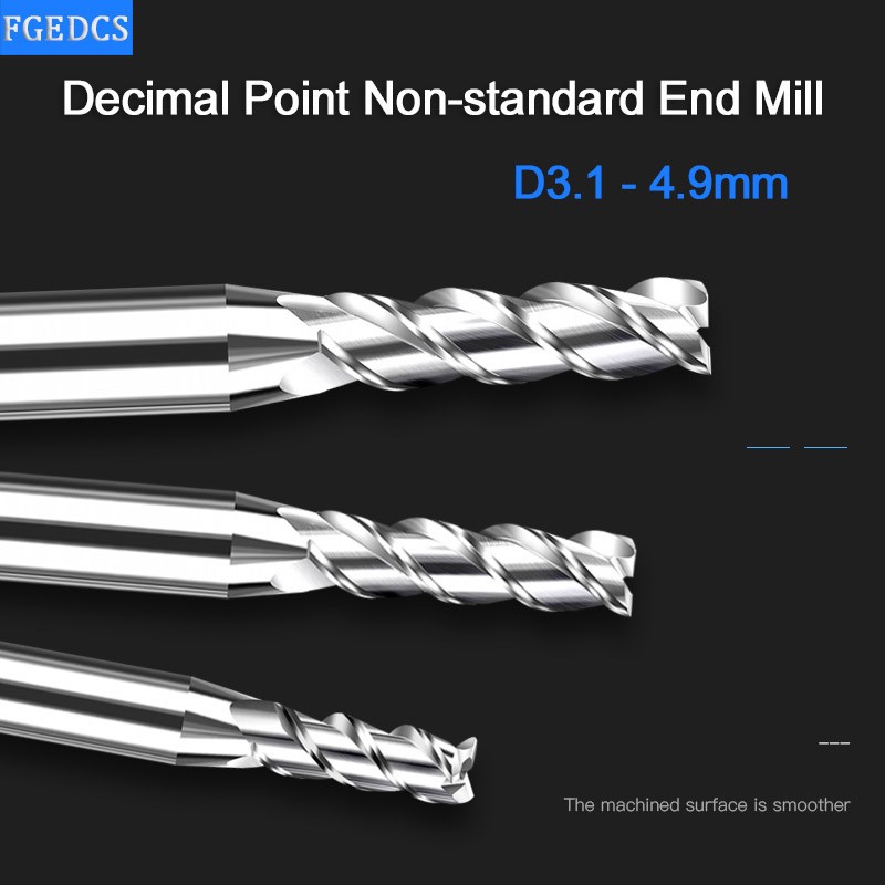 Tungsten Carbide Steel Milling Cutter 1.1 1.2 1.3 1.4 1.6 1.7 1.8 1.9 2.1 2.2 2.3 2.4 2.6 2.7 2.8 2.9 Decimal End Point CNC Mill