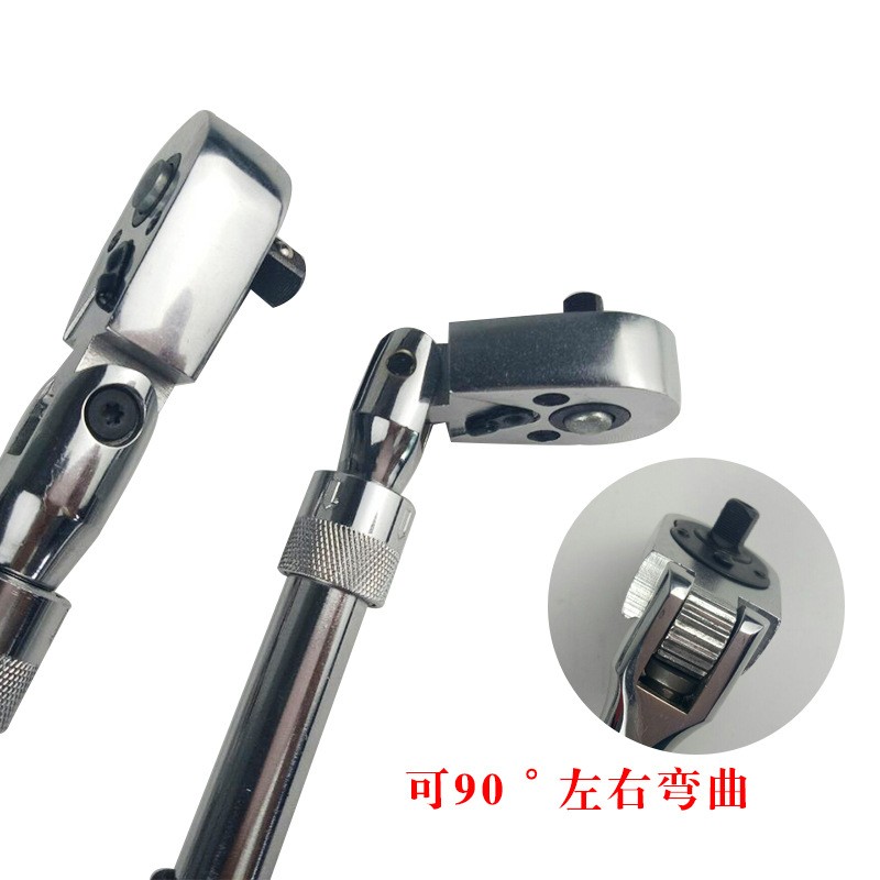 72 Teeth Telescopic Ratchet Spanner Automatic Quick Release Quick 1/4 1/2 3/8 Can Adjust 90 Degree Scaffold Ratchet Handle Wrench