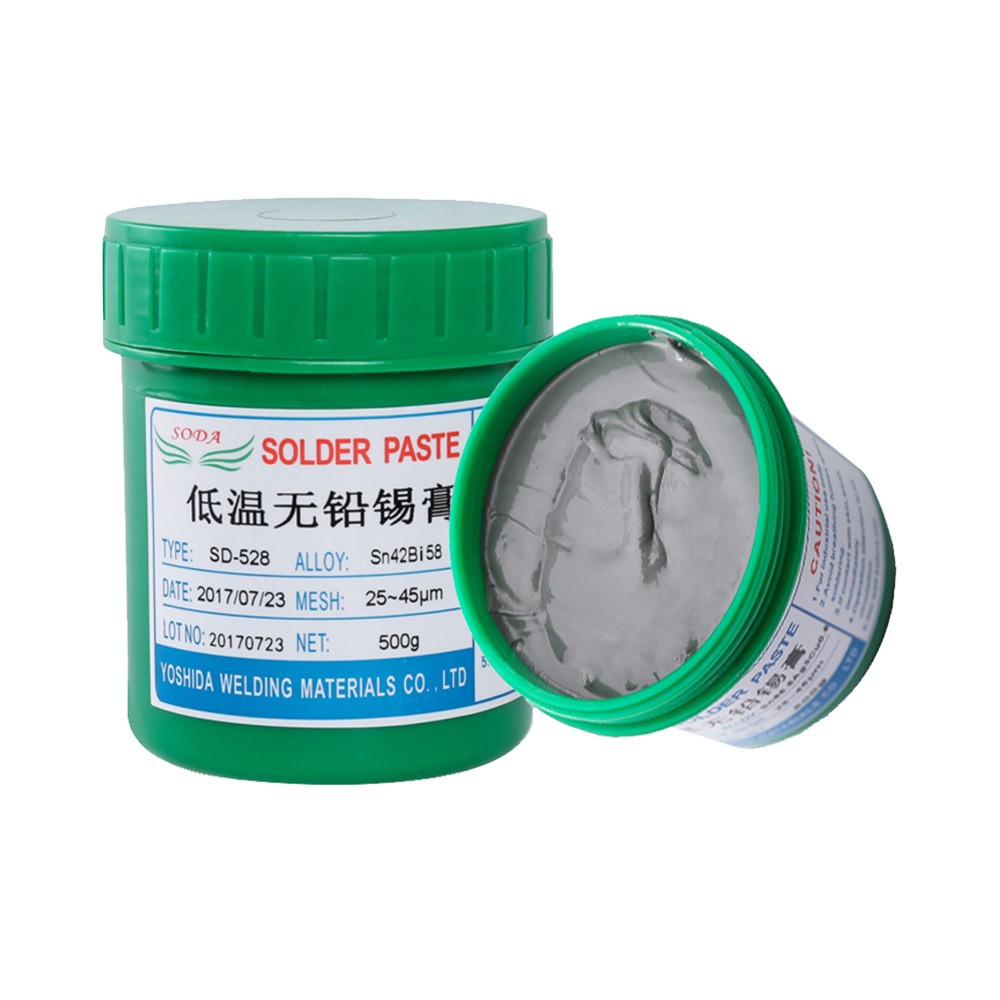 SD-528 Soldering Paste Low Temperature No Clean SMT Lead Free LED SMT Sn42Bi58 + Scraper SMD BGA Soldering Flux Sn42/Bi58 200g or 500g