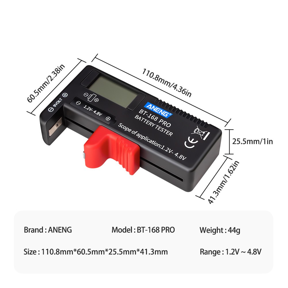 ANENG BT-168 برو 1.2 فولت-4.8 فولت الرقمية جهاز اختبار بطارية بطارية السعة أداة تشخيص مؤشر الطاقة قياس مدقق