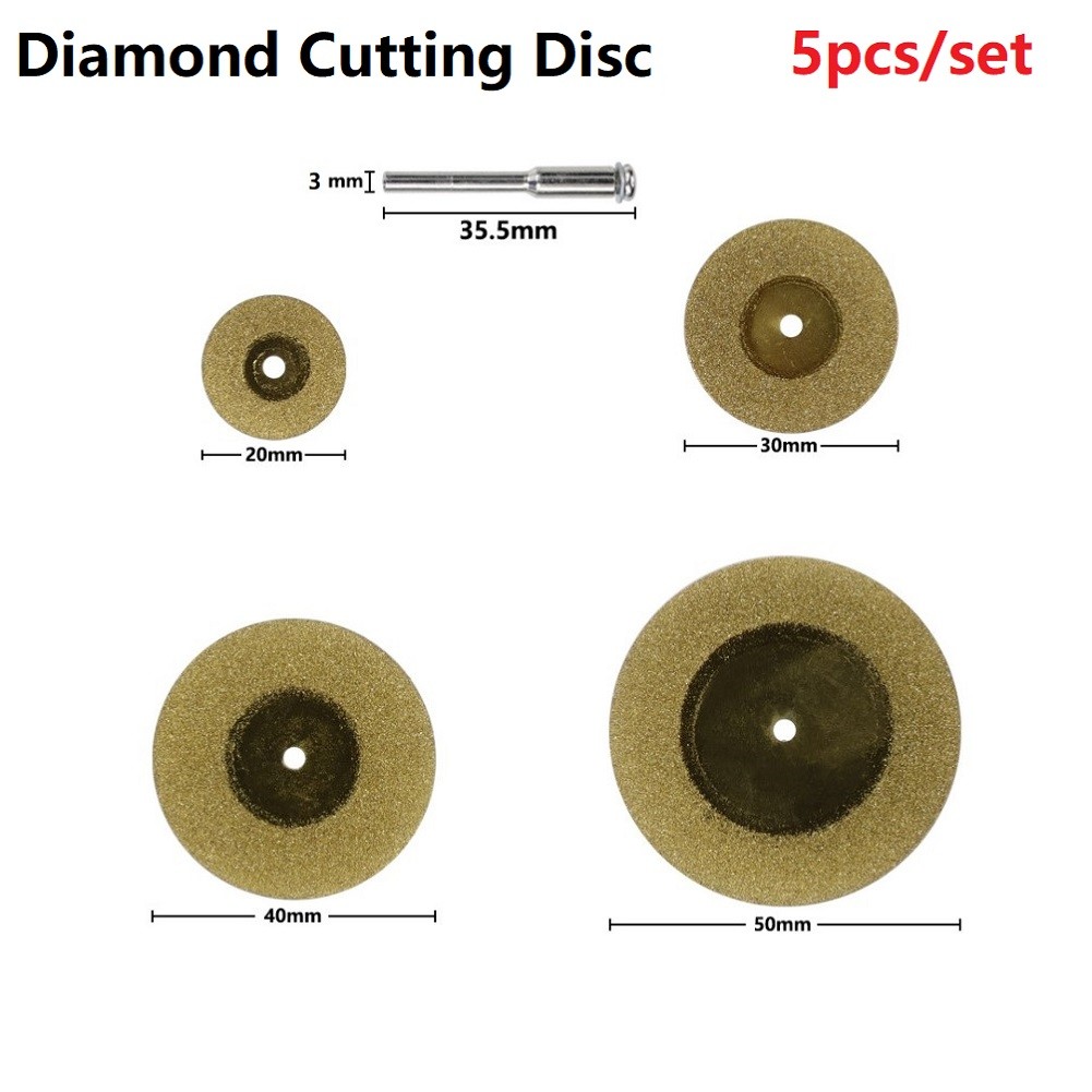 5pcs 20/30/40/50mm Diamond Cutting Discs + 1 Connecting Rod Dremel Accessories Abrasive Rotary Tool Metal Cutting