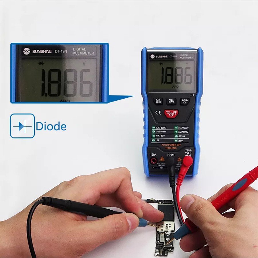 Sunshine DT-19N High Accuracy Mini Digital Multimeter Intelligent Multimeter for Mobile Phone AC DC Ammeter Tool Voltmeter