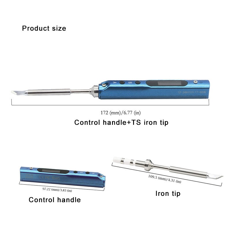 SQ001 Mini Smart Portable Adjustable Temperature 65W Soldering Station Electric Soldering Iron with DC Power and Iron Tips TS100