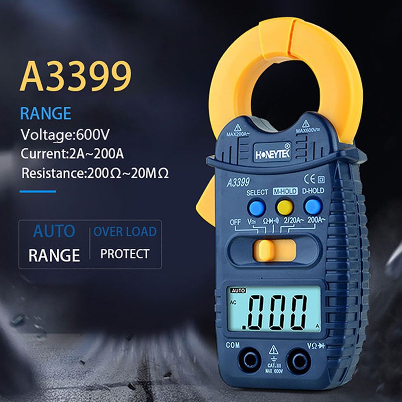 A3399 Digital Clamp Multimeter Smart Meter Tester AC/DC Voltage Resistance Capacitance Frequency Tester Detector