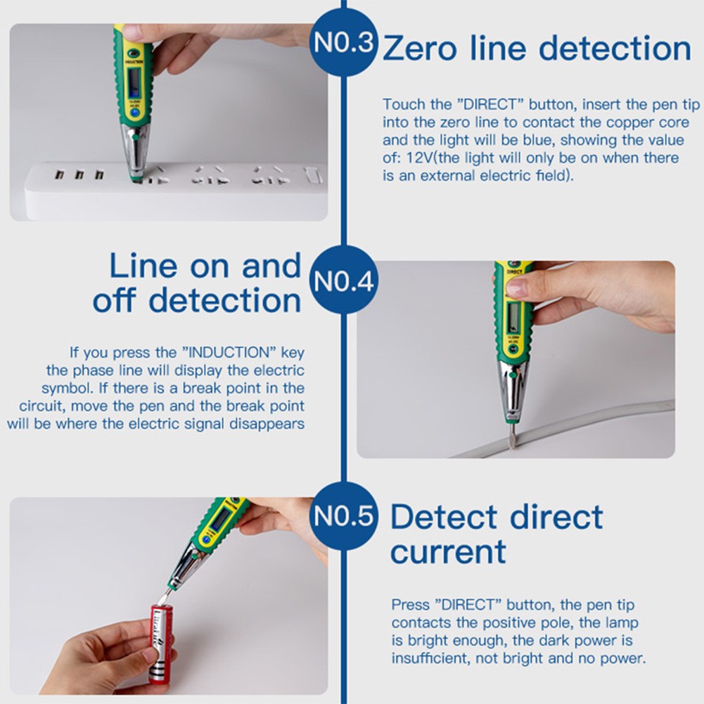 ANENG AC/DC 12-250V Non-contact LCD Digital Display Tester Screwdriver Power Outlet Voltage Detector Pen with Light