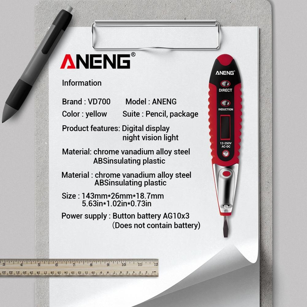 ANENG الرقمية تستر قلم رصاص عدم الاتصال saft اقلام الفحص التيار المتناوب تيار مستمر 12-250 فولت تستر الكهربائية شاشة الكريستال السائل مفك الجهد المؤشر
