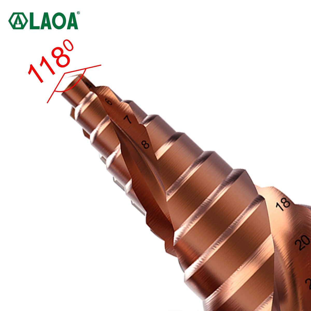 LAOA Pagoda Step Drill Bit 3-13mm 4-22mm 4-32mm HSS-CO M35 Hex Triangle Spiral Grooved Wood Metal Hole Cutter Drilling Tools Set