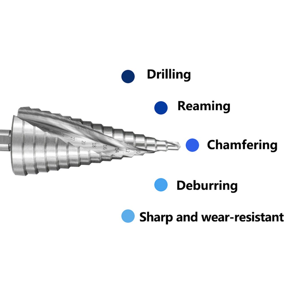 4-32mm HSS Step Cone Drill Bit Groove Spiral Hole Wood Cutting Machine Metal Drill Triangle Handle Step Drill Bit Power Tool